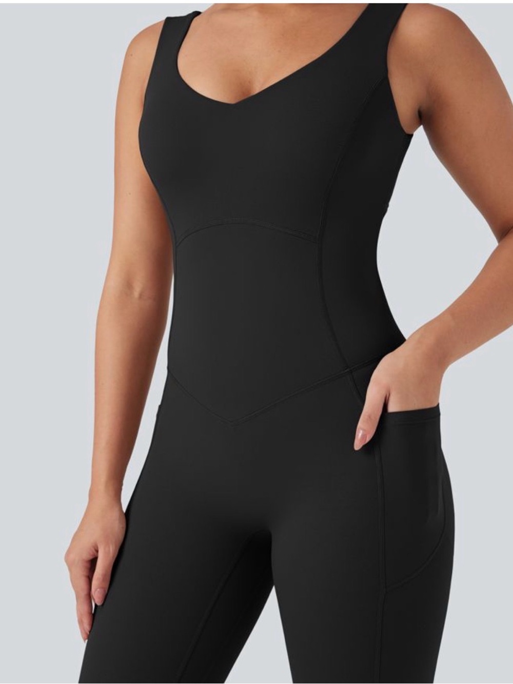 HALARA Black ULTRA Sculpting One-Piece Jumpsuit with Side Pocket- M - Picture 4 of 11